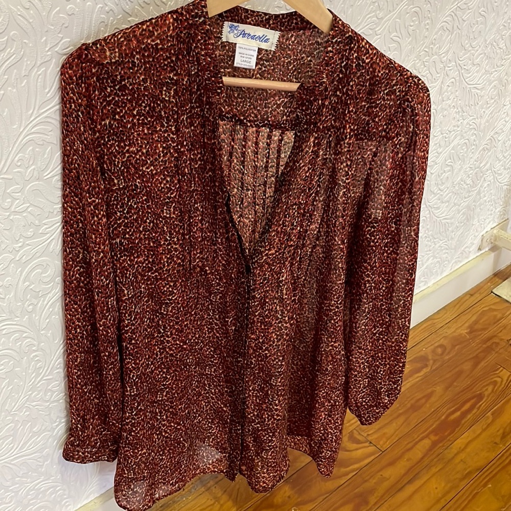 Animal print sheer blouse